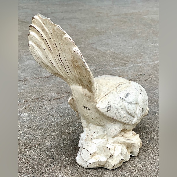 Vintage Whitewashed Antiqued Composite Resin Decorative Bird Statue Figurine - Picture 4 of 14